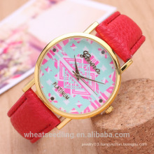 Trendy fashion promotional cheap genuine leather quartz watches for man and women